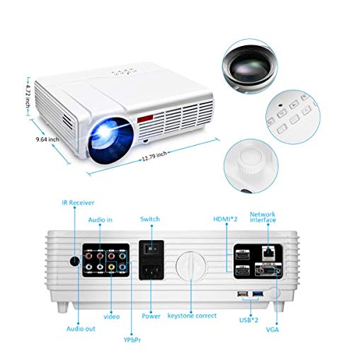WiFi Projector,ELEGIANT 3000 Lumens Long Life LED Full HD LED Home Cinema TV Projector LCD Multimedia Video Game Projectors Support 1080P USB VGA AV TV Interface - Thumbnail 5