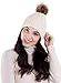 Simplicity Womens Winter Beanies Hand Knit Faux Fur Pompoms Beanie Hats, Beige