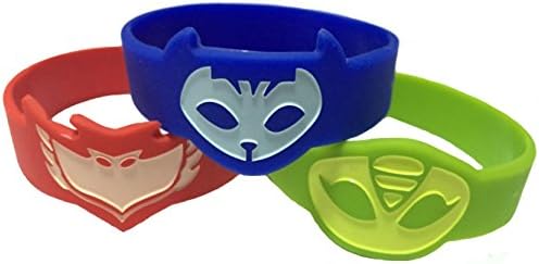 Set of 3 PJ Masks Silicone Wrist Bands Bracelets Catboy Owlette Gekko
