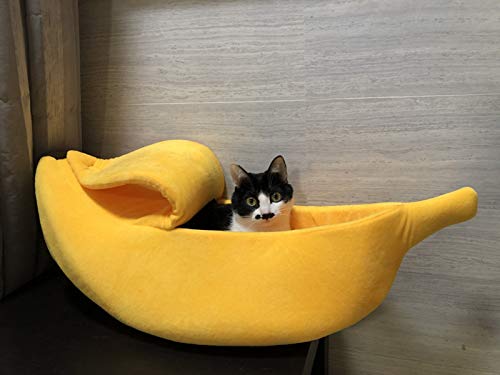 · Petgrow · Cute Banana Cat Bed House Extra Large Size, Christmas Soft Cat Cuddle Bed, Lovely Pet Supplies for Cats Kittens Rabbit Small Dogs, Yellow