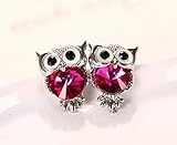 bestwishes2u Cute Owl Crystal Earring Anti-allergy Needle Ear Stud Anti-allergy