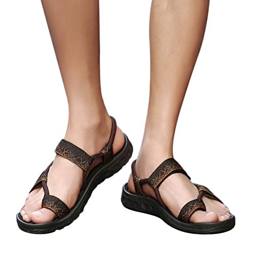 Forthery Men Sports Sandals Athletic Outdoor Summer Fisherman Breathable Hiking Walking Beach Shoes(Brown,US 9.5 / CN 44)