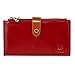 PEIUJIN Women's Genuine Wallet RFID Blocking Card Case Purse with Zipper Pocket (Red)