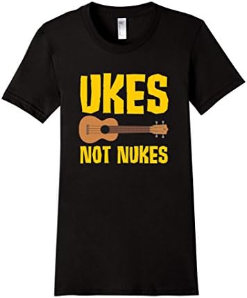 Women's Ukes Not Nukes T-Shirt Small Black