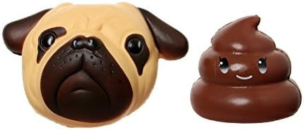 TEEGOMO Cute Pug Dog Khaki Shar Pei and Crazy Stool Squeeze Poo Squishies Slow Rising Kids Gift Fun Collection Stress Relief Toy