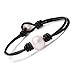 Aobei Pearl Single Cultured Freshwater Pearl Bracelet Handmade Leather Pearl Jewelry for Women 7'' Black Leather White Pearl