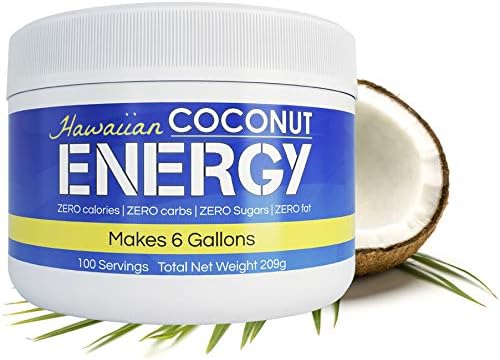 Hawaiian Coconut Water Energy Drink Powder, 100 Servings, Clean Instant Coconut Drink - Just add water, Non GMO Vegan Gluten Free