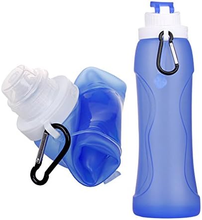 Fansino Foldable Water Bottle - Leak Proof Twist Cap - BPA Free, 17 Ounce (Blue)