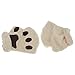 APAS Women Winter Fluffy Bear Cat Plush Paw Claw Glove Half Finger Cute Gloves Mittens Beige