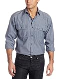 Key Apparel Men's Long Sleeve Button Down Pre-Washed Chambray Shirt, Blue Chambray, X-Large-Regular