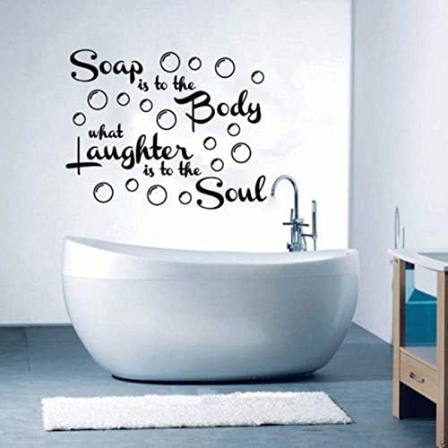 jiushivr Soap Is To The Body Quote Vinyl Wall Sticker Room Decoration Creative Art Mural Home Decor Bathroom Wall Phrases Wallpaper 48 x 60 cm