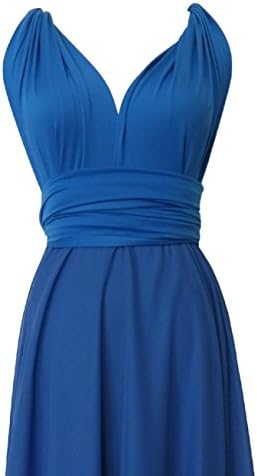 Full Length Convertible Bridesmaids Dress in Royal Snorkel blue chiffon overlay