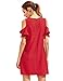 Milumia Women's Summer Cold Shoulder Ruffle Sleeves Shift Dress Red M