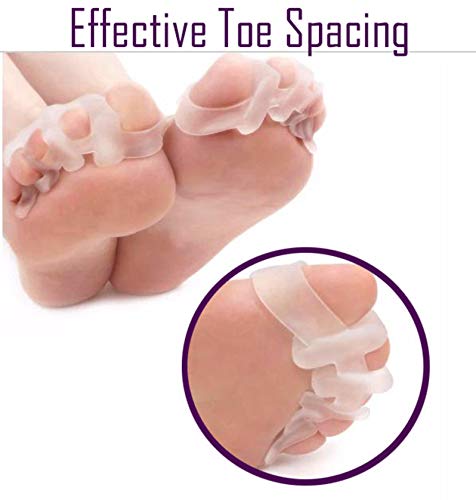 Gel Toe Separator Toe Straightener Toe Spacers (2 Pairs) Toe Stretchers Bunion Pain Relief - Hammer Toe Corrector - Toe Spreader -Toe Alignment Bunion Correction and Overlapping Toes