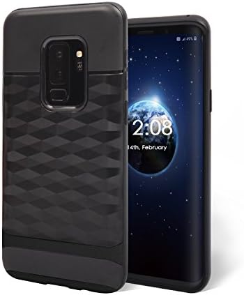 Galaxy S9+ Plus Case Pame Thin Fit Hard Shell Thinnest Ultra Slim Protective Shock Anti-slip Cover Case Screen Protector With Best Grip For Samsung Galaxy S9 Plus Black