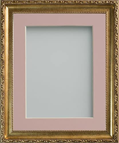 Frame Company Brompton Gold 10x8 inch Frame With Pink Mount for Image 8x6 inch *Choice of sizes* Fitted with Real Glass