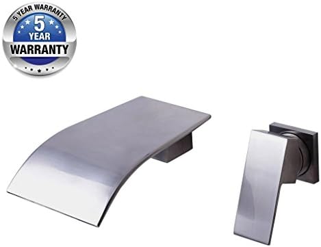 Wall Mount Two Holes Bathroom Sink Faucet Single Handle Vessel Waterfall Faucets Widespread Brushed Nickel