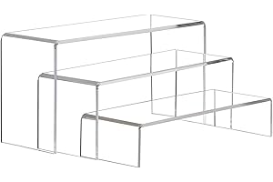 3 Pcs Large Clear Acrylic Display Risers, Display Stand for POP Figure, Cupcake, Dessert, Perfume Organizer Makeup Organizer 