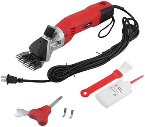 110V 690W Professional Sheep Shears, Electric Shearing Clippers Trimmer Cutter Machine Shaving Fur Wool in Goats, Cattle Other Farm Livestock Pet Grooming Carrying Case (600W-Red)