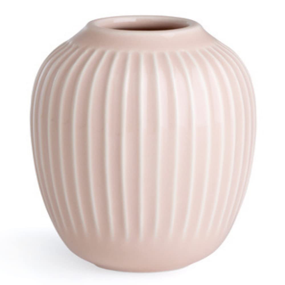 Kähler Hammershøi Vase Height 13 cm in Pink Vases Made of Handmade Porcelain in Scandinavian Style with Grooves, Ideal as a Decorative Vase for Bouquets, Branches or as a Decorative Piece
