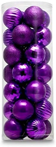Ornaments - AUXO-FUN 28ct shatterproof Christmas Ball Ornaments in 4 Classic finishes for Christmas Tree Decoration (2.36“ Regular Size, Purple)