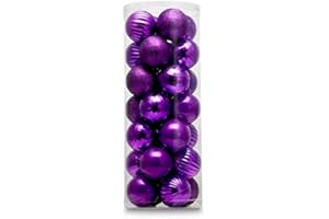 AUXO-FUN 28ct Shatterproof Christmas Ball Ornaments in 4 Classic Finishes for Christmas Tree Decoration (Purple, 2.36“ Regular Size)