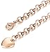 Besteel Stainless Steel Chain Link Bracelets for Women with Finish Heart Charm Bracelet Rose Color