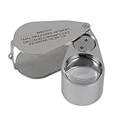 40X Full Metal Illuminated Jewelry Loop Magnifier,XYK Pocket Folding Magnifying Glass Jewelers Eye Loupe with LED and UV Light(LED Currency Detecting/Jewelry Identifying)