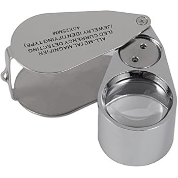 40X Full Metal Illuminated Jewelry Loop Magnifier,XYK Pocket Folding Magnifying Glass Jewelers Eye Loupe with LED and UV Light(LED Currency Detecting/Jewelry Identifying)