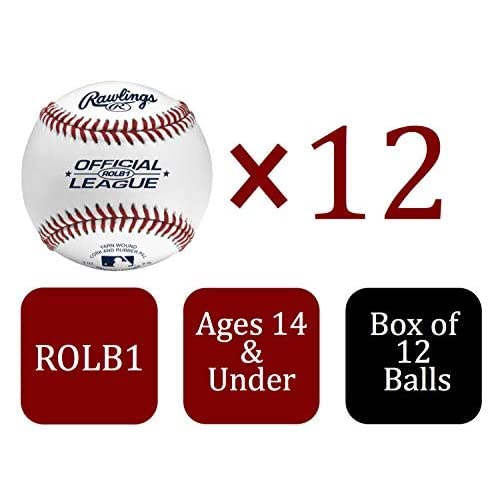 Rawlings | Official League Baseballs | Competition Grade | ROLB1 | Youth/14U | Game/Practice Use | 12 Count
