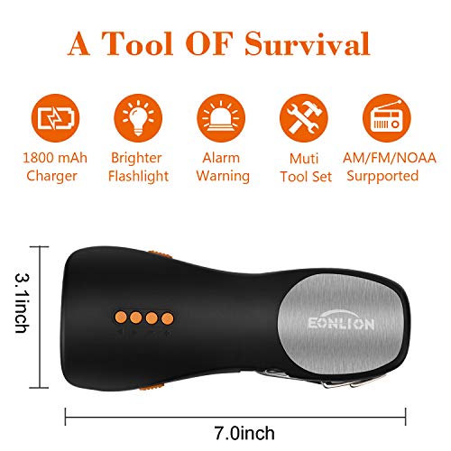 [Upgraded Version] EONLION Emergency Radio with Hand Tool Kit, 2000mAh Power Bank Hand Crank Self Powered AM/FM NOAA Weather Radio with Alarm, LED Flashlight