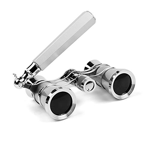 Kingscope 3X25 Vintage Opera Glasses Binoculars for Theater Musical Concert (Lorgnette, Silver, with Handle) - Thumbnail 6