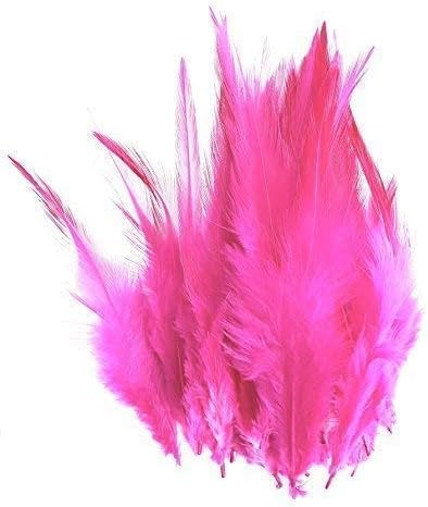 Coloured 4-6" 10-14cm Rooster Feathers for Craft Costume Millinery Card Making (Pink)