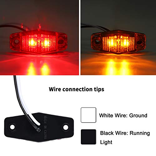 Donepart Red/Amber Trailer Side Marker Lights 2.5 Inch trailer Side Fender Marker Lights Clearance Identification Lights 12v for Truck Trailer RV Camper Boat Lorry Bus (4 Pcs) - Thumbnail 6