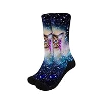 Dellukee Compression Socks for Men Women Galaxy Cat Cute Cozy Dress Funny Novelty Sock