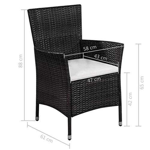 vidaXL Gartenstuhl mit Hocker Poly Rattan Schwarz Balkonstuhl Gartensessel – Bild 5