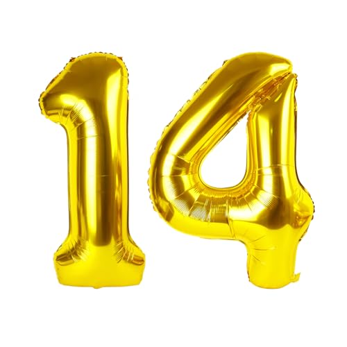 14 Balloon Gold Number Balloons