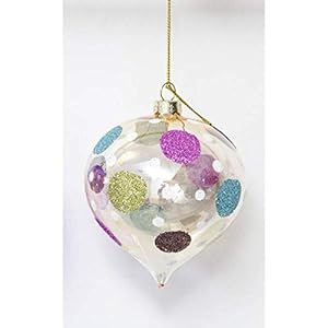 Kerstbal gips 6 druppels glas Sweet Pearl 8 cm goud