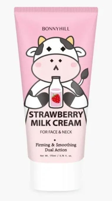 BONNYHILL - Strawberry Milk Cream | For Face & Neck | Firming & Smoothing | 170ml [Imperfect Box]