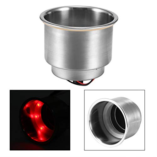 Powstro LED Light Drink Holder,8 LED Recessed Stainless Steel Cup Drink Holder Cup Shape for Car Marine Boat - Thumbnail 7