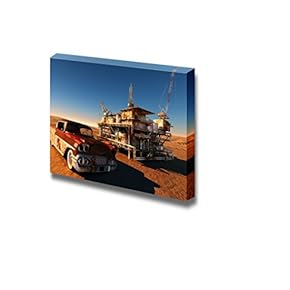 Rusty Car and Station in The Desert Wall Decor