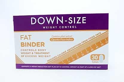 DOWN SIZE - WEIGHT CONTROL FAT BINDER - CONTROLS BODY WEIGHT AND TREATMENT OF EXCESS WEIGHT. REDUCES CALORIE ABSORPTION FROM FOOD FATS 30 TABLETS