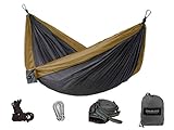 TREKOLOGY Portable Camping Hammock Set with Tree Straps - Best Heavy Duty Lightweight Nylon Parachute Hammocks for Single Person Sleeping, Backpacking, Camp, Travel, Beach, Yard, Garden, Hiking