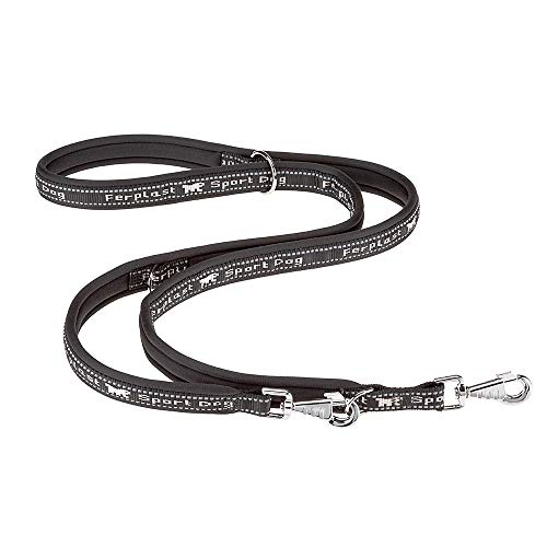 Ferplast Laisse Chien Sport Dog, Laisse de Dressage pour Chien de Taille Grande, Poignée rembourrée, Mousqueton en métal, Coutures réfléchissantes, Longueur réglable, 200 cm, Gris