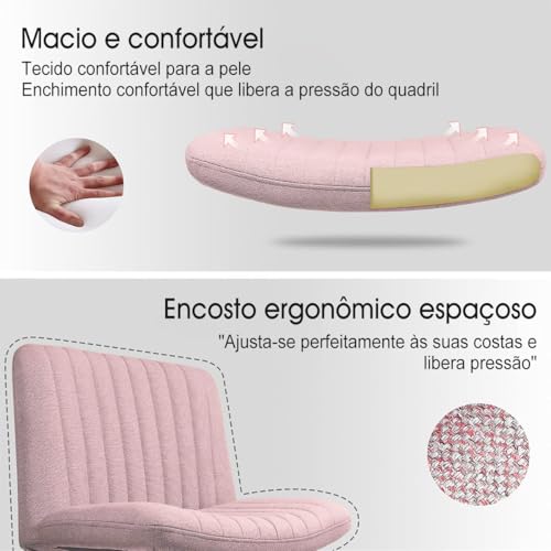 Cadeira de Escritório Python Fly Leisure, Assento Extra Grande e Largo em Tecido (Rosa)