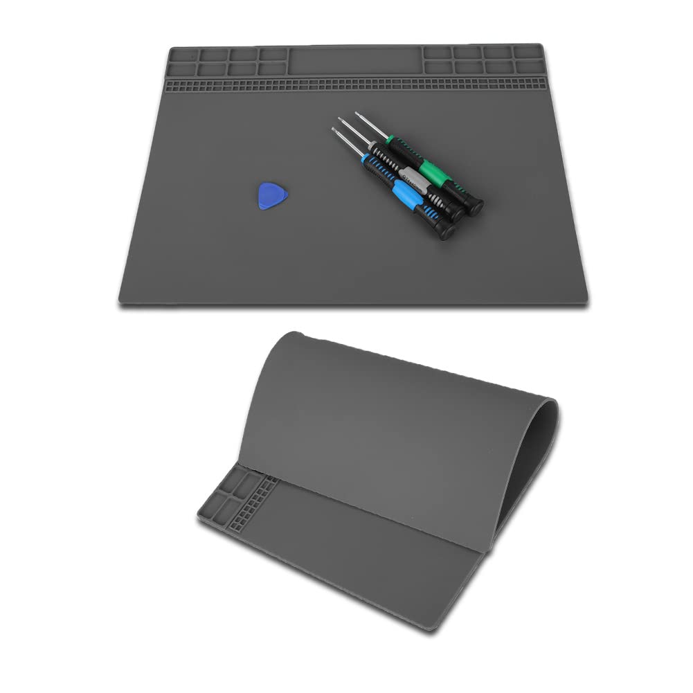 Yanmis Soldering Mat, 500 Magnetic Heat Insulation Pad Electronics Maintenance Platform 350MM*250MM for Mobile Phone/Computer(gray)