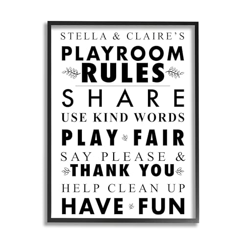 Stupell Industries Minimal Playroom Rules Personalized Framed Giclee Art by Jes…