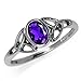Natural African Amethyst 925 Sterling Silver Triquetra Celtic Knot Ring