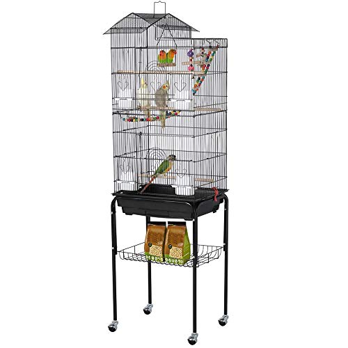 View of Yaheetech Bird Cage 64-inch Play Open Top Medium Small Parrot Parakeet ...
