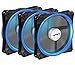 upHere 140mm case Fan 3PACK Solar Eclipse Hydraulic Bearing Quiet Cooling case Fan for Computer Mirage Color LED Fan 3 pin with Anti Vibration Rubber Pads(Blue) 14CMB3-3